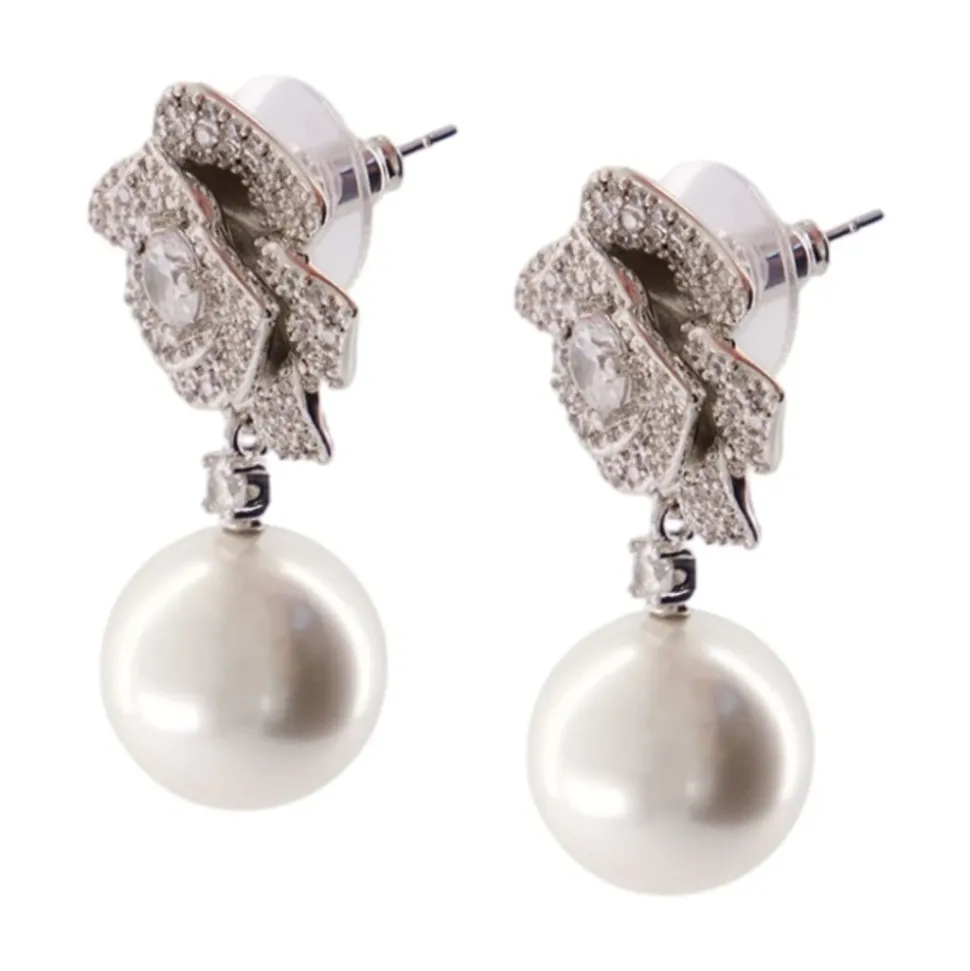 Mini Boucles d'Oreilles Fleur Cristal Perle