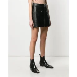 Minijupe Éco-cuir Noire Zip Grande