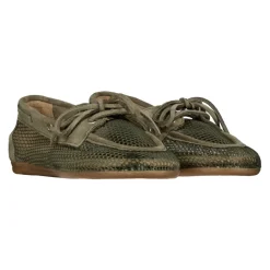 Mocassins bateau en mesh et daim
