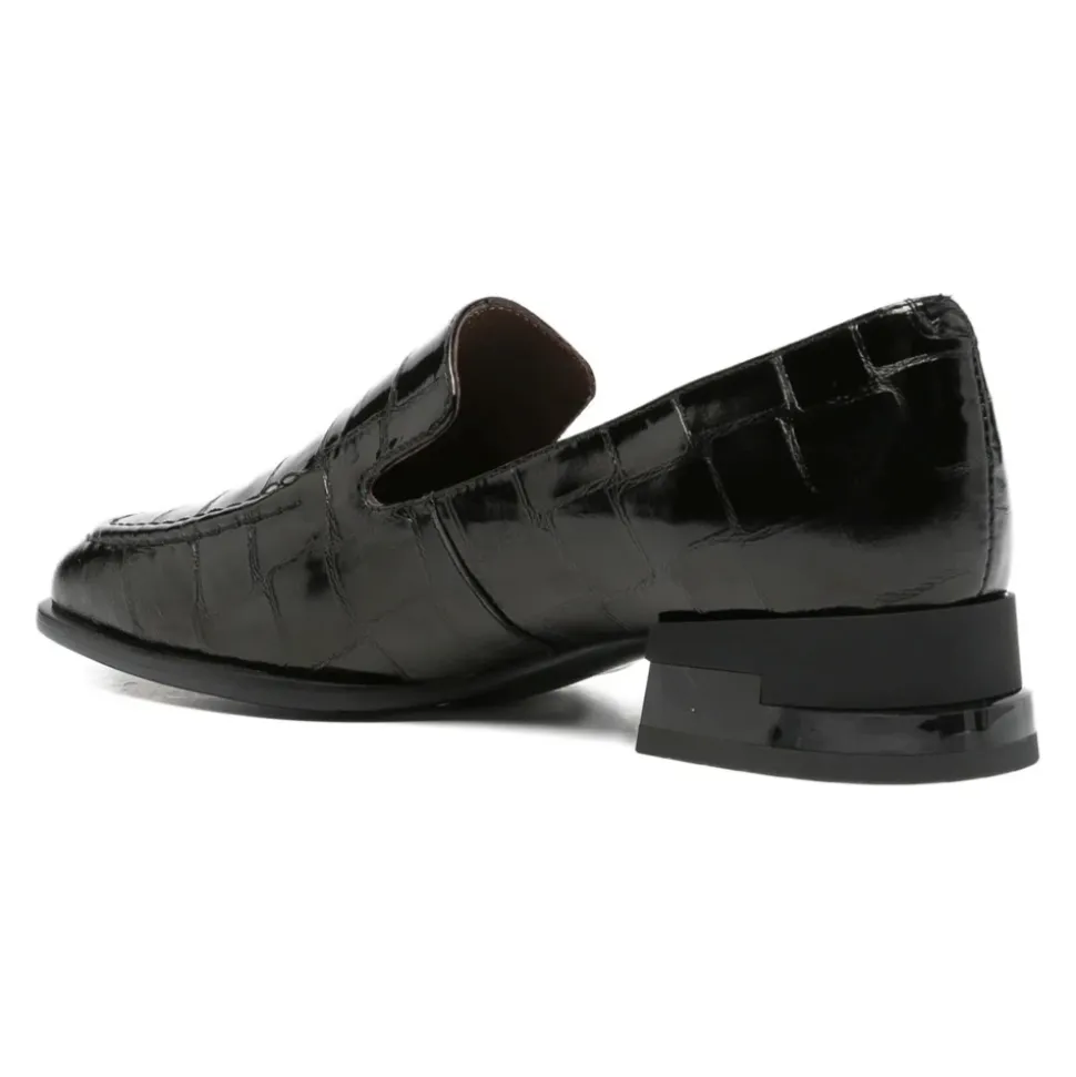 Mocassins à bout carré effet croco