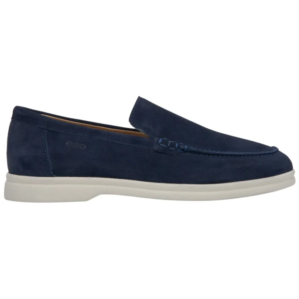 Mocassins en Velours Bleu Marine Naturel pour Femmes