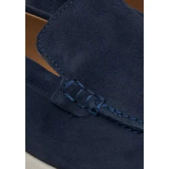 Mocassins en Velours Bleu Marine Naturel pour Femmes