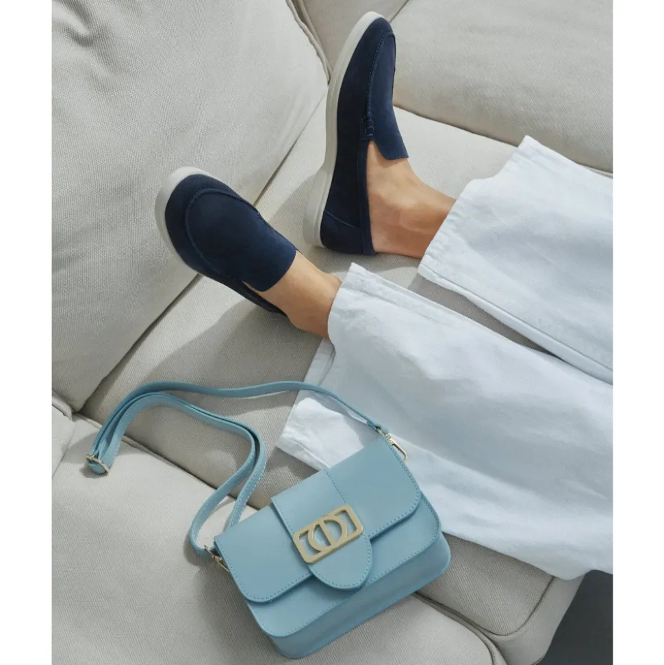 Mocassins en Velours Bleu Marine Naturel pour Femmes