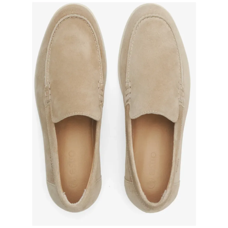 Mocassins en Velours Naturel Beige Sable pour Femmes ER00113365