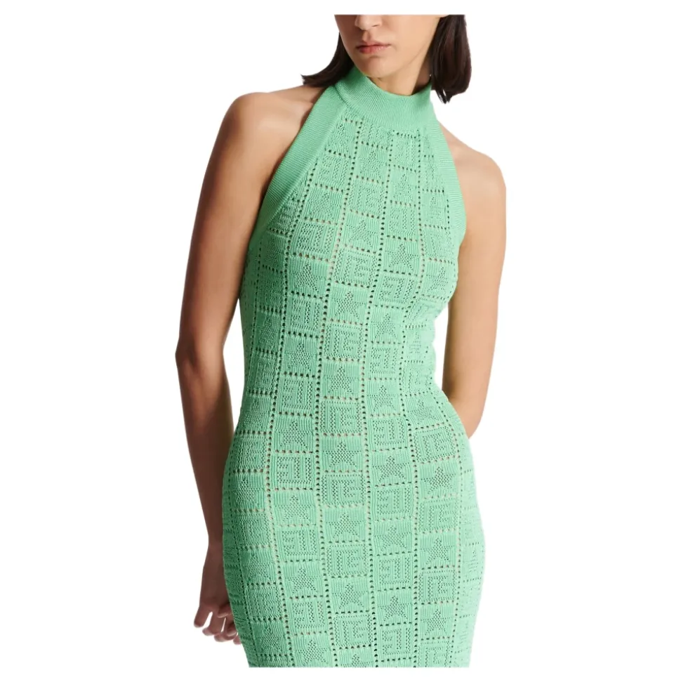 Monogram knit backless dress