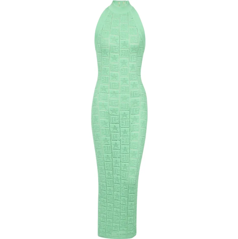 Monogram knit backless dress