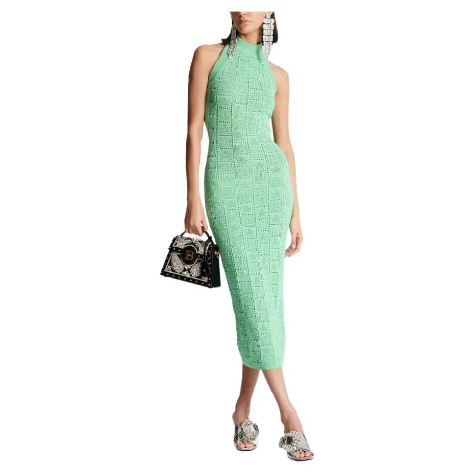 Monogram knit backless dress