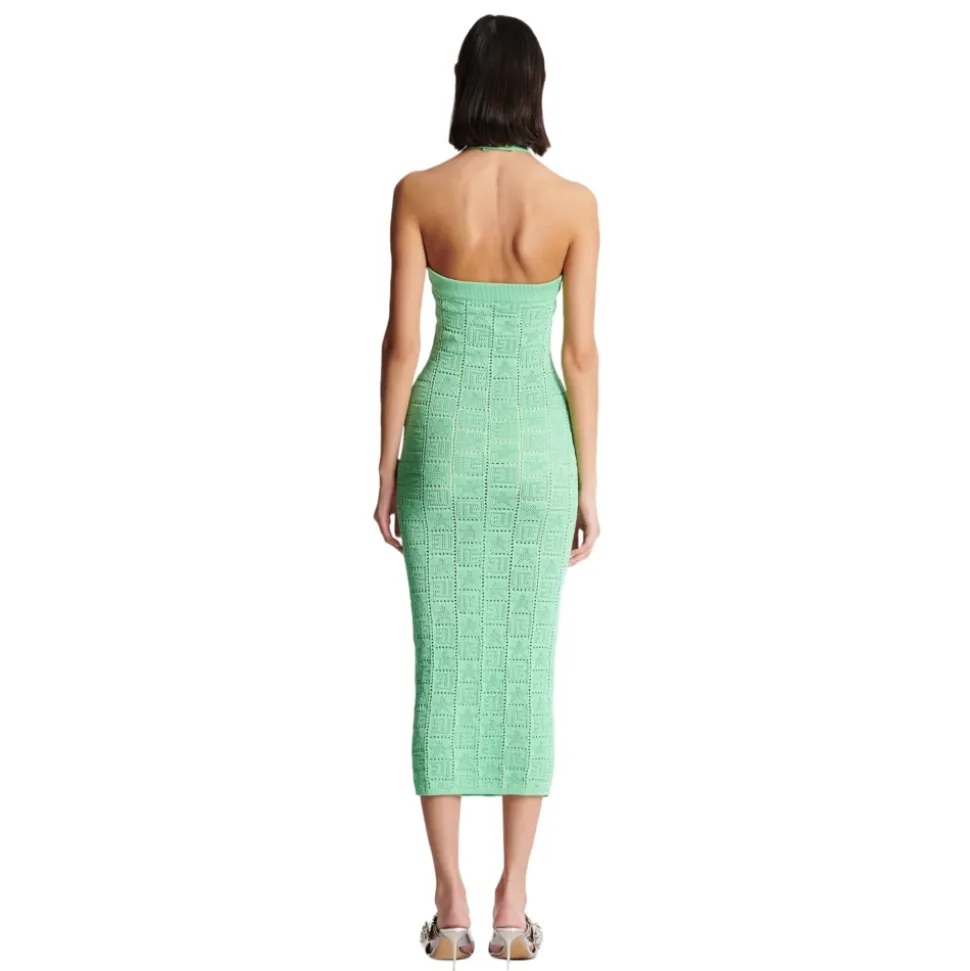 Monogram knit backless dress