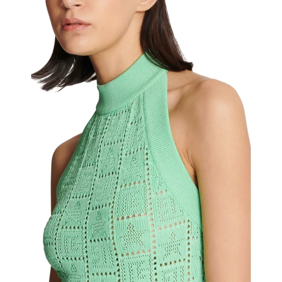 Monogram knit backless dress