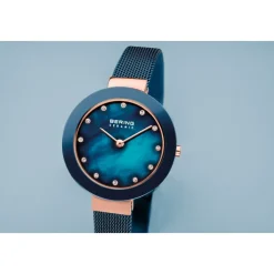 Montre Or Rose Bleu Swarovski