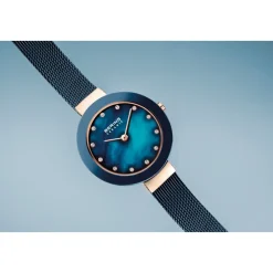 Montre Or Rose Bleu Swarovski