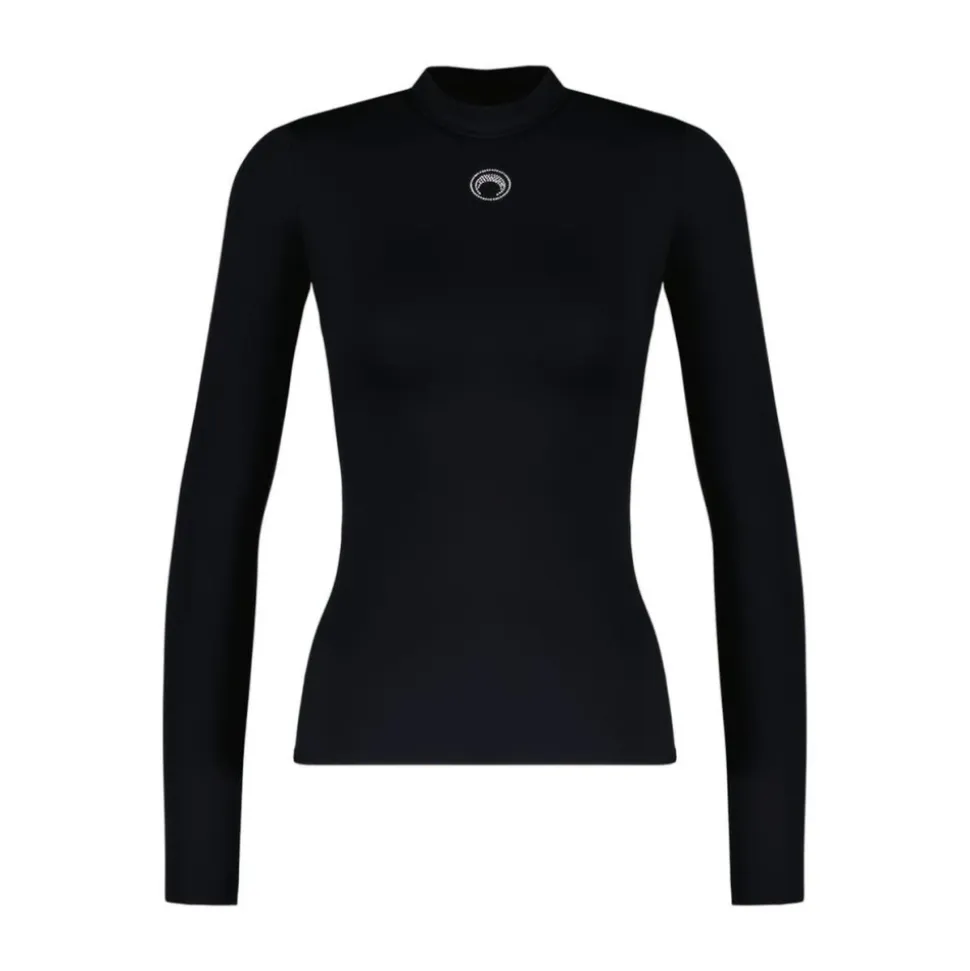 Moon Logo Strass Jersey Highneck Top