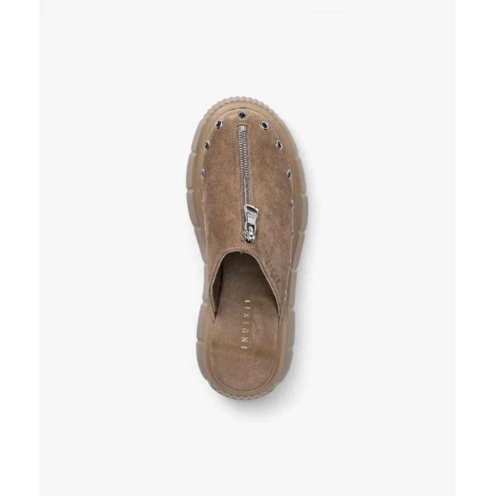 Mules en daim beige