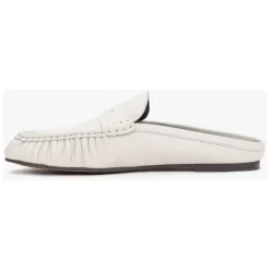 Mules plates en cuir blanc laiteux à bout fermé Estro ER00119866 pour femme