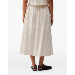 Natural Flower Sequi Midi Skirt