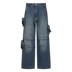 Pantalon Cargo en Denim à Jambes Larges