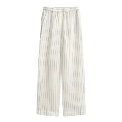 Pantalon droit rayé en lin mélangé