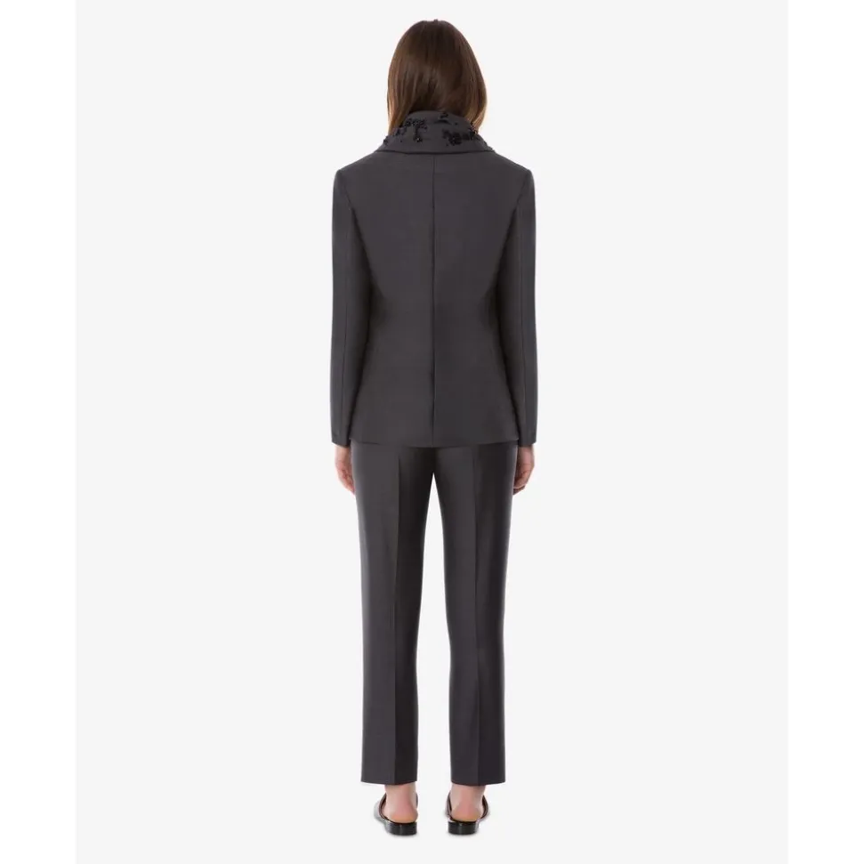 Pantalon Fluide Taille Haute en Laine et Soie