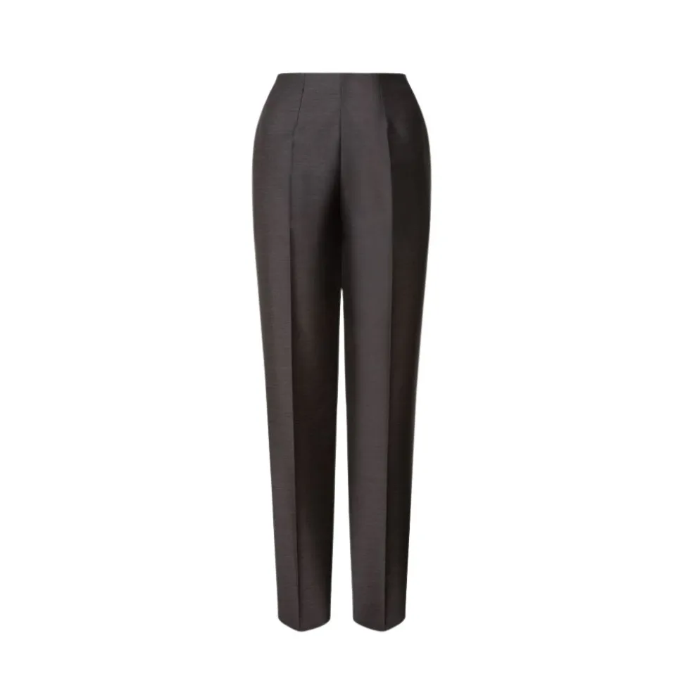 Pantalon Fluide Taille Haute en Laine et Soie