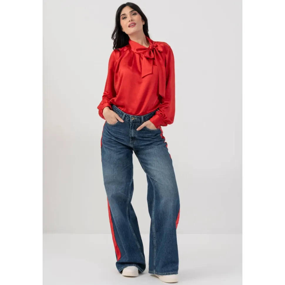 Pantalon Large Aspect Denim Chic