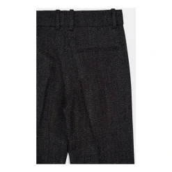 Pantalon Large Tailleur en Laine Caviar