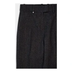 Pantalon Large Tailleur en Laine Caviar