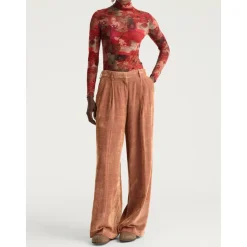 Pantalon long à jambes larges en velours côtelé travaillé