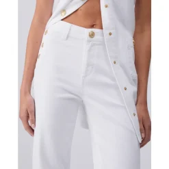 Pantalon taille haute à boutons