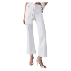 Pantalon taille haute à boutons