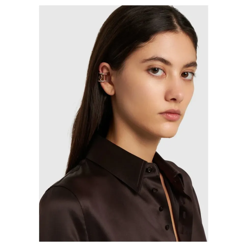 Pave Logo Earcuff Light Gold/Multicolor