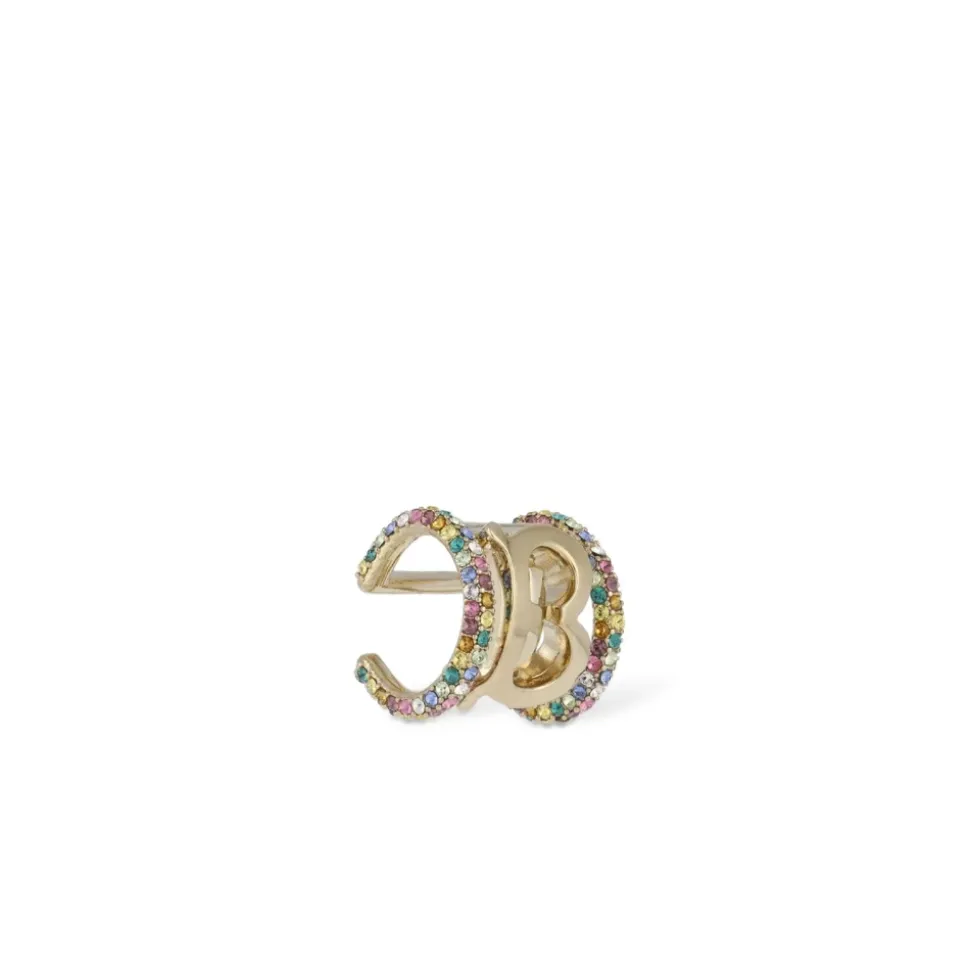Pave Logo Earcuff Light Gold/Multicolor