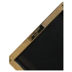 Pochette en cuir noir à clous dorés