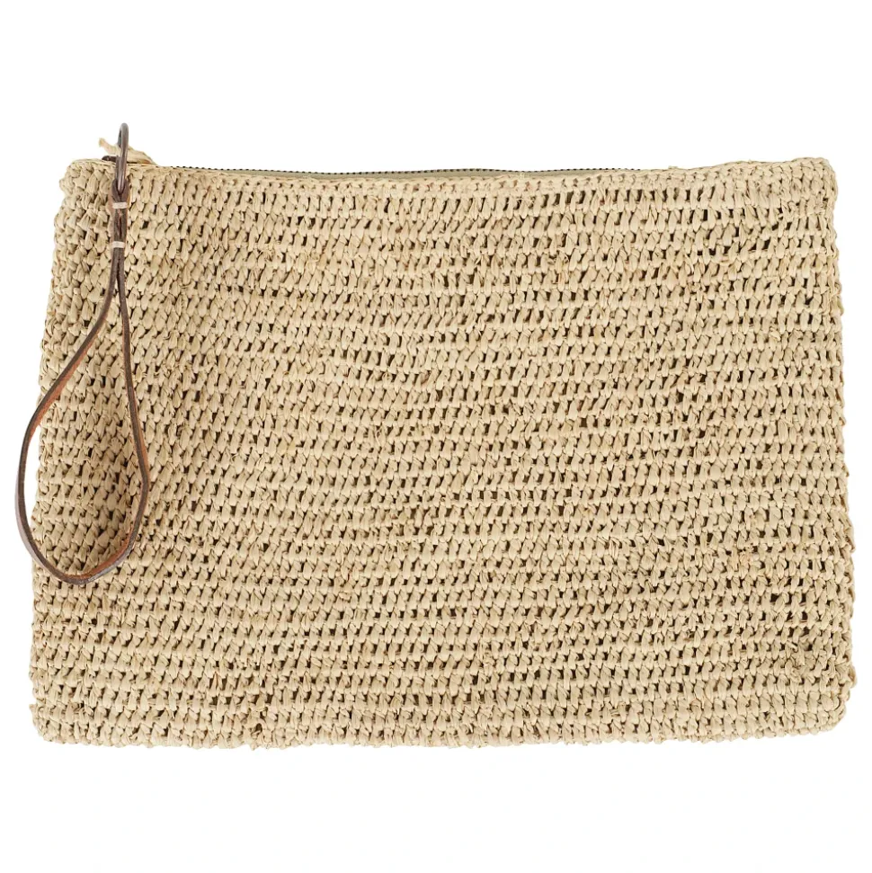 Pochette en raphia et crochet avec bandoulière