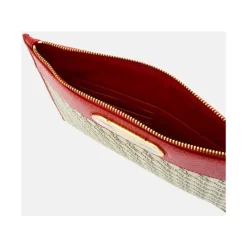 Pochette Insignia en Toile et Cuir Rouge