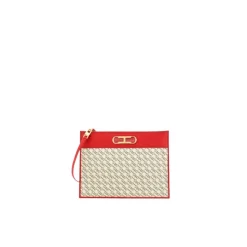 Pochette Insignia en Toile et Cuir Rouge