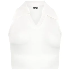 Polo Neck Cropped Top