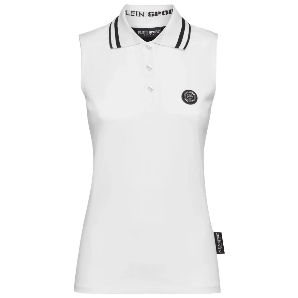Polo sans manches à imprimé griffe