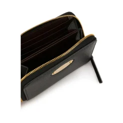 Porte-cartes en cuir noir à fermeture éclair