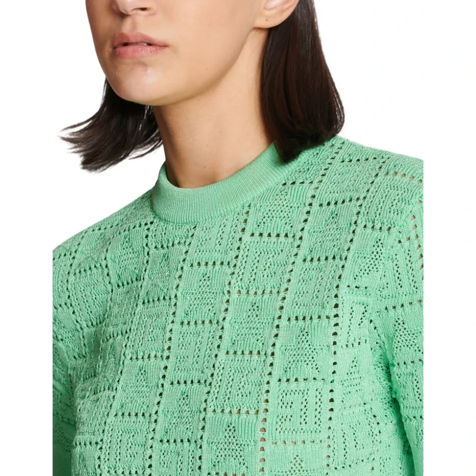 Pull en maille ajourée à monogramme