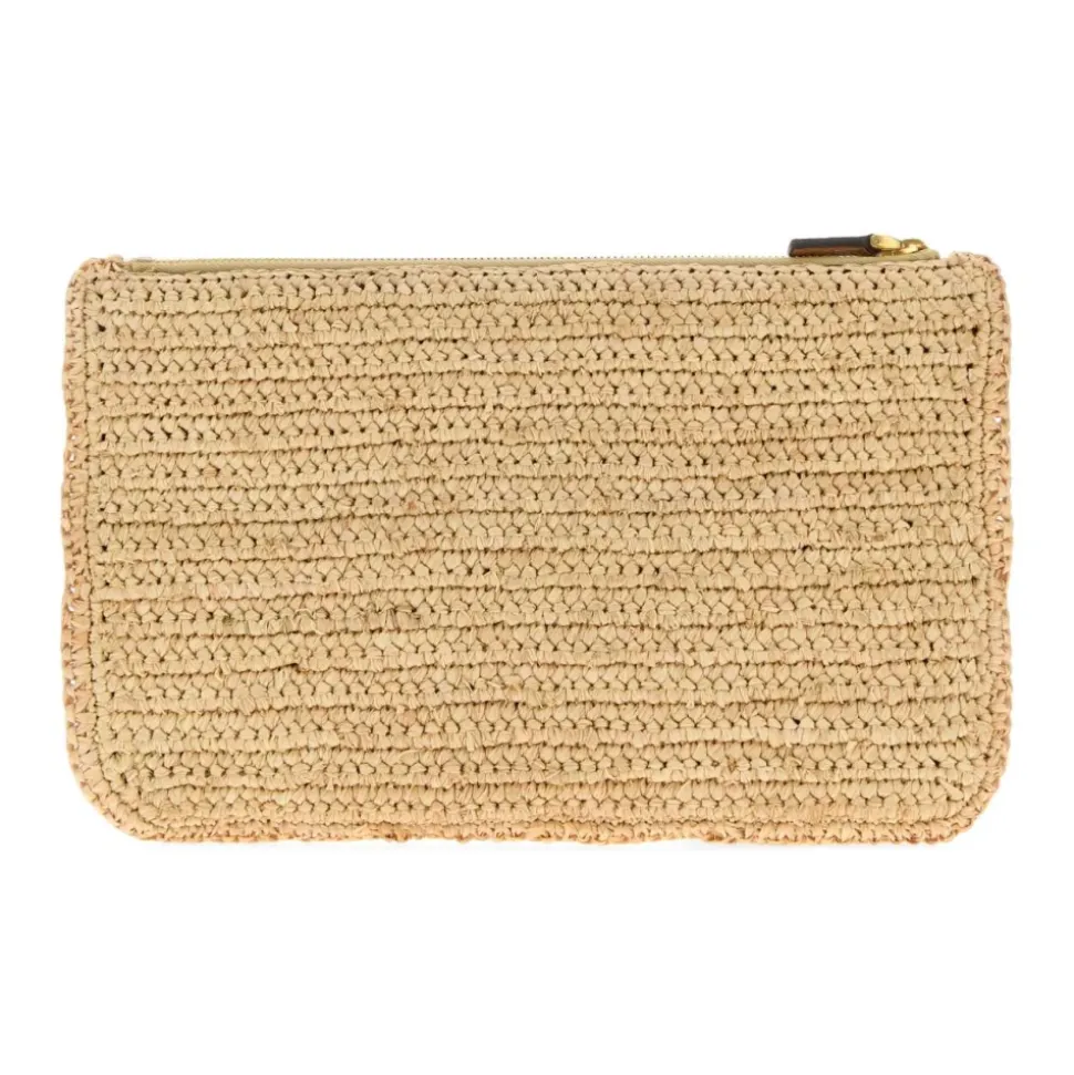 Raffia VLogo Signature Clutch