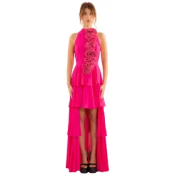 Robe à appliques fleuries FUXIA