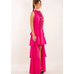 Robe à appliques fleuries FUXIA