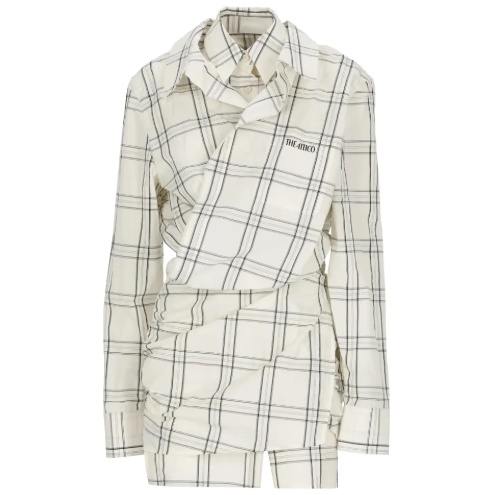 Robe chemise à carreaux asymétrique