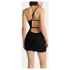 Robe courte asymétrique côtelée