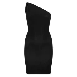 Robe courte asymétrique côtelée