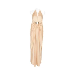 Robe de Soirée Satinée à Col Américain