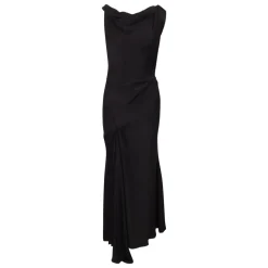 Robe mi-longue bustier en crêpe avec détails de coutures