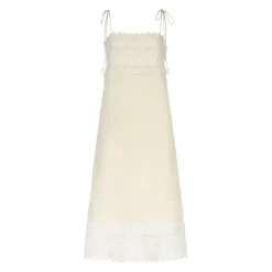 Robe mi-longue en lin brodée