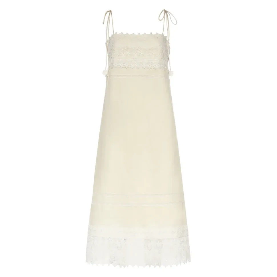 Robe mi-longue en lin brodée