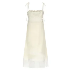 Robe mi-longue en lin brodée